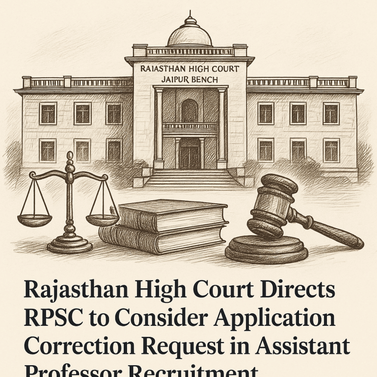 Rajasthan High Court Directs Consideration of Representation for Correction of Subject in RPSC Assistant Professor Application